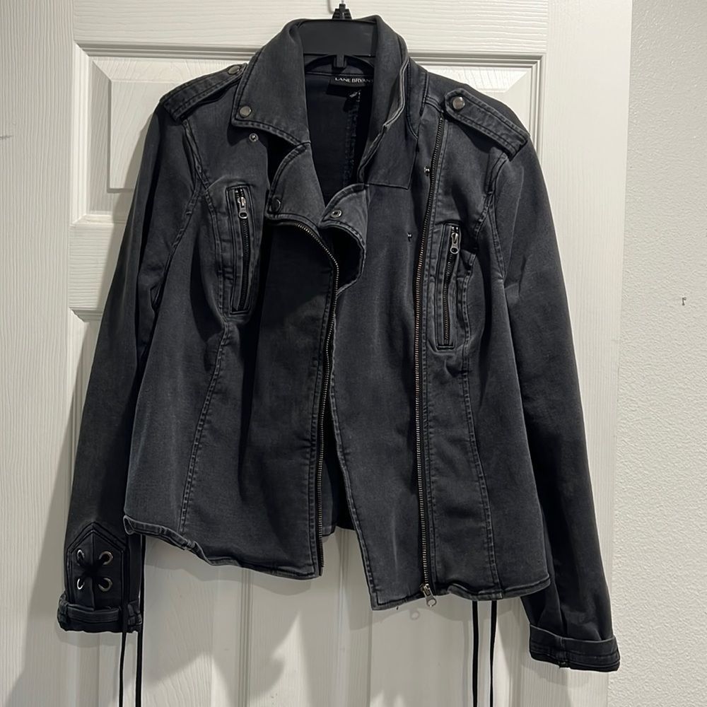 Lane Bryant woman’s denim jacket gray